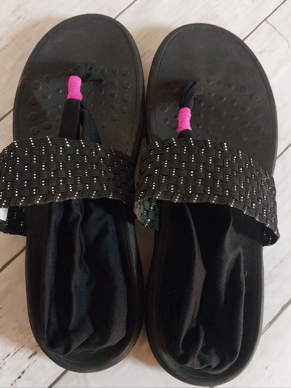 Vionic Fit Flop Tia Sandals Womens Size 9 Black Orthotic Flip Flop Sandals